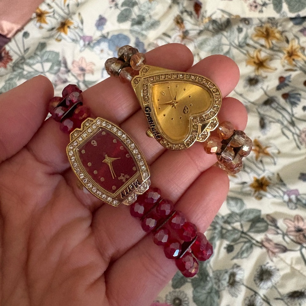 QVC Red and Gold Beaded Bracelets Set - Picture 2 of 3